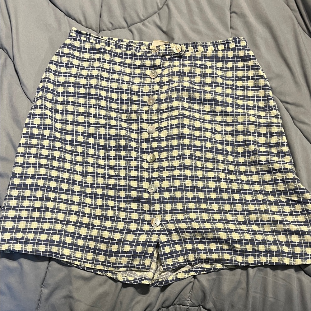 Vintage AE Stylish Blue and White Checkered Skirt SZ 6